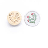 2 pc Golden Tone Wax Seal Brass Stamp Head, for Invitations, Envelopes, Gift Packing, Flower, 20mm