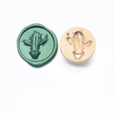 2 pc Golden Tone Wax Seal Brass Stamp Head, for Invitations, Envelopes, Gift Packing, Cactus, 22mm