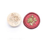 2 pc Golden Tone Wax Seal Brass Stamp Head, for Invitations, Envelopes, Gift Packing, Flower, 25mm