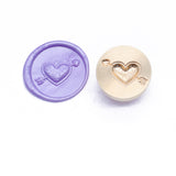 2 pc Golden Tone Wax Seal Brass Stamp Head, for Invitations, Envelopes, Gift Packing, Heart, 25mm