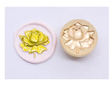 2 pc Golden Tone Wax Seal Brass Stamp Head, for Invitations, Envelopes, Gift Packing, Flower, 25mm