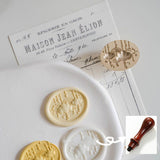 2 pc Golden Tone Wax Seal Brass Stamp Head, with Wood Handle, for Invitations, Envelopes, Gift Packing, Cloud, 25mm