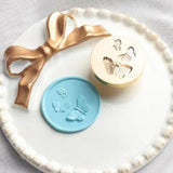 2 pc Golden Tone Wax Seal Alloy Stamp Head, for Invitations, Envelopes, Gift Packing, Butterfly, 16~30x18~30mm