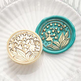 2 pc Golden Tone Wax Seal Alloy Stamp Head, for Invitations, Envelopes, Gift Packing, Flower, 16~30x18~30mm