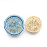 2 pc Golden Tone Wax Seal Alloy Stamp Head, for Invitations, Envelopes, Gift Packing, Mountain, 16~30x18~30mm