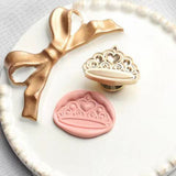 2 pc Golden Tone Wax Seal Alloy Stamp Head, for Invitations, Envelopes, Gift Packing, Crown, 16~30x18~30mm