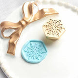 2 pc Golden Tone Christmas Wax Seal Alloy Stamp Head, for Invitations, Envelopes, Gift Packing, Snowflake, 16~30x18~30mm