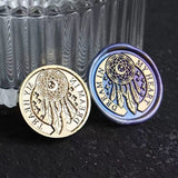 2 pc Golden Tone Wax Seal Alloy Stamp Head, for Invitations, Envelopes, Gift Packing, Moon, 16~30x18~30mm