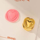 3 pc Golden Tone Wax Seal Alloy Stamp Head, for Invitations, Envelopes, Gift Packing, Heart, 15mm