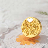 3 pc Golden Tone Wax Seal Alloy Stamp Head, for Invitations, Envelopes, Gift Packing, Flower, 25mm