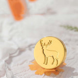 3 pc Golden Tone Wax Seal Alloy Stamp Head, for Invitations, Envelopes, Gift Packing, Deer, 25mm