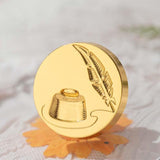3 pc Golden Tone Wax Seal Alloy Stamp Head, for Invitations, Envelopes, Gift Packing, Pen, 25mm