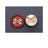 2 pc Golden Tone Wax Seal Brass Stamp Head, for Invitations, Envelopes, Gift Packing, Butterfly, 20mm