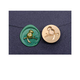 2 pc Golden Tone Wax Seal Brass Stamp Head, for Invitations, Envelopes, Gift Packing, Parrot, 25mm