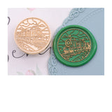 2 pc Golden Tone Wax Seal Brass Stamp Head, for Invitations, Envelopes, Gift Packing, Train, 25mm