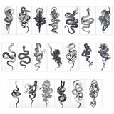 Globleland 20 Sheets 20 Style Cool Body Art Removable Snake Temporary Tattoos Stickers, Black, 14x6.8x0.02cm, Pattern: 130~135x42~60mm, 1 sheet/style