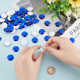 Globleland 60Pcs Self-Adhesive Acrylic Rhinestone Stickers, for DIY Decoration and Crafts, Faceted, Half Round, Blue, 20x5.5mm