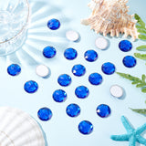 Globleland 60Pcs Self-Adhesive Acrylic Rhinestone Stickers, for DIY Decoration and Crafts, Faceted, Half Round, Blue, 20x5.5mm
