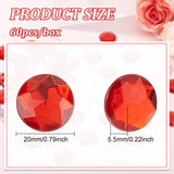 Globleland 60Pcs Self-Adhesive Acrylic Rhinestone Stickers, for DIY Decoration and Crafts, Faceted, Half Round, Red, 20x5.5mm