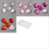 Globleland 48Pcs 4 Colors Self-Adhesive Acrylic Rhinestone Stickers, for DIY Decoration and Crafts, Faceted, Heart, Mixed Color, 25x25x5mm, 12pcs/color
