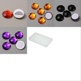 Globleland 64Pcs 4 Style Halloween Self-Adhesive Acrylic Rhinestone Stickers, for DIY Decoration and Crafts, Faceted, Half Round, Mixed Color, 20x5.5mm, 16pcs/color