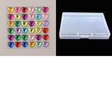 Globleland 10 Cards Faceted Heart Acrylic Rhinestone Stickers, for Photo Album, Scrapbooking Decorations, Colorful, 75x75x3mm, Heart: 10x10.5mm, about 36pcs/card