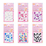 Globleland 6 Cards 6 Colors Acrylic Rhinestone Stickers, Decoration for Photo Album, Mixed Color, 74x64x3mm, Sticker: 4.5~14.5x4.5~11.5mm, 1 card/color
