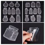 Globleland 4 Bags 4 Styles PET Adhesive Waterproof Stickers Set, Transparent Bottle Decorative Stickers for DIY Scrapbook, Mixed Shapes, Clear, Bottle Pattern, 71~95x33.5~66x0.1mm, about 30pcs/bag, 1 bag/style