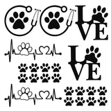 Globleland 8 Sheets 4 Style Waterproof Heart & Bear Paw Pattern PET Car Decals Stickers, for Cars Motorbikes Luggages Skateboard Decor, Black, 80~170x78~124mm, 2 Sheets/style