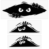 Globleland 3 Sheets 3 Style Peeking Monster Plastic Waterproof Peeking Monster Stickers, Self-adhesive Decals for Car Decorations, Black, 130x290x0.1mm and 75x195x0.2mm, 1 Sheet/style