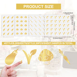 Globleland 80 Sheets 4 Patterns PVC Waterproof Self-Adhesive Sticker Sets, Cartoon Decals for Gift Cards Decoration, Gold Color, Vegetable Pattern, 100x78x0.1mm, Stickers: 12x12mm, 30pcs/sheet, 20 sheets/pattern