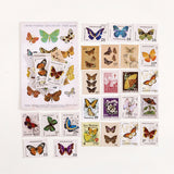 Globleland 46Pcs 23 Styles Coated Paper Stickers, Stamp Shape Stickers for Scrapbooking, Planners, Butterfly Pattern, 40x30mm, 2pcs/style, 10sets/pack