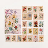 Globleland 46Pcs 23 Styles Coated Paper Stickers, Stamp Shape Stickers for Scrapbooking, Planners, Flower Pattern, 40x30mm, 2pcs/style