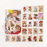 Globleland 46Pcs 23 Styles Coated Paper Stickers, Stamp Shape Stickers for Scrapbooking, Planners, Cartoon Pattern, 40x30mm, 2pcs/style