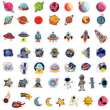 Globleland Waterproof PVC Adhesive Stickers, for Suitcase, Skateboard, Refrigerator, Helmet, Mobile Phone Shell, Space Theme Pattern, 40~80mm, 50pcs/bag