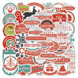 Globleland Christmas PVC Plastic Sticker Labels, Waterproof Decals for Suitcase, Skateboard, Refrigerator, Helmet, Mobile Phone Shell, Merry Christmas, Word, 30~60mm, 45pcs/set