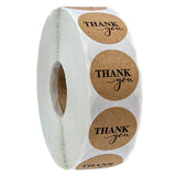 Globleland Thank You Stickers Roll, Round Kraft Paper Adhesive Labels, Decorative Sealing Stickers for Christmas Gifts, Wedding, Party, Tan, 25mm, 500pcs/roll