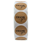 Globleland Thank You Stickers Roll, Round Kraft Paper Adhesive Labels, Decorative Sealing Stickers for Christmas Gifts, Wedding, Party, Tan, 25mm, 500pcs/roll