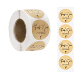 Globleland Thank You Stickers Roll, Round Kraft Paper Heart Pattern Adhesive Labels, Decorative Sealing Stickers for Christmas Gifts, Wedding, Party, Round Pattern, 38mm, 500pcs/roll