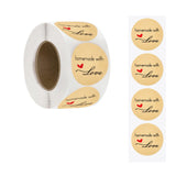 Globleland Thank You Stickers Roll, Round Kraft Paper Heart Pattern Adhesive Labels, Decorative Sealing Stickers for Christmas Gifts, Wedding, Party, Round Pattern, 38mm, 500pcs/roll
