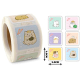 Globleland 6 Style Thank You Stickers Roll, Square Paper Animal Pattern Adhesive Labels, Decorative Sealing Stickers for Christmas Gifts, Wedding, Party, Cat Pattern, 30x30mm, 300pcs/roll