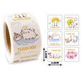 Globleland 6 Style Thank You Stickers Roll, Square Paper Animal Pattern Adhesive Labels, Decorative Sealing Stickers for Christmas Gifts, Wedding, Party, Pig Pattern, 30x30mm, 300pcs/roll