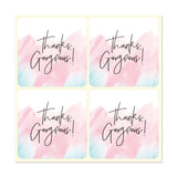 Globleland Thank You Stickers, Square Paper Adhesive Labels, Decorative Sealing Stickers for Christmas Gifts, Wedding, Party, Pink, 40x40mm, 4pcs/sheet, 25 sheets/bag, 100pcs/bag