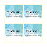 Globleland Thank You Stickers, Square Paper Adhesive Labels, Decorative Sealing Stickers for Christmas Gifts, Wedding, Party, Deep Sky Blue, 40x40mm, 4pcs/sheet, 25 sheets/bag, 100pcs/bag
