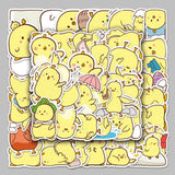 Globleland Cartoon Theme Waterproof PVC Plastic Sticker Labels, Self-adhesion, for Water Bottles, Laptop, Luggage, Cup, Computer, Mobile Phone, Skateboard, Guitar Stickers, Chick Pattern, 55~85mm, 50pcs/bag