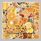 Globleland PVC Plastic Sticker Labels, Self-adhesion, for Suitcase, Skateboard, Refrigerator, Helmet, Mobile Phone Shell, Cookie, Cookies Pattern, 40~50mm, 50pcs/bag