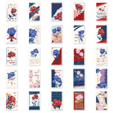 Globleland Ractangle PVC Rose Adhesive Label Stickers, Waterproof Decals, for Suitcase, Skateboard, Refrigerator, Helmet, Mobile Phone Shell, Flower Pattern, 55~85mm, 50pcs/bag