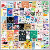 Globleland Rectangle PVC Self-adhesive Encouragement Card Cartoon Stickers, Waterproof Decals for Suitcase, Skateboard, Refrigerator, Helmet, Mobile Phone Shell, Word, 55~85mm, 50pcs/bag