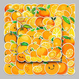 Globleland PVC Self-adhesive Fruit Cartoon Stickers, Waterproof Decals for Suitcase, Skateboard, Refrigerator, Helmet, Mobile Phone Shell, Orange Pattern, 55~85mm, 50pcs/bag