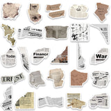 Globleland Vintage PVC Self Adhesive Newspaper Fragments Stickers, Waterproof Decals, for Suitcase, Skateboard, Refrigerator, Helmet, Mobile Phone Shell, Word, 40~80mm, 50pcs/bag